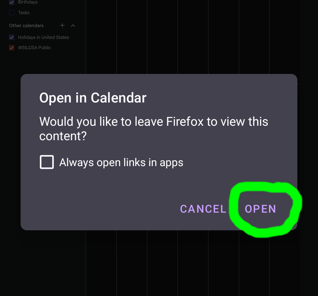 Open in Calendar