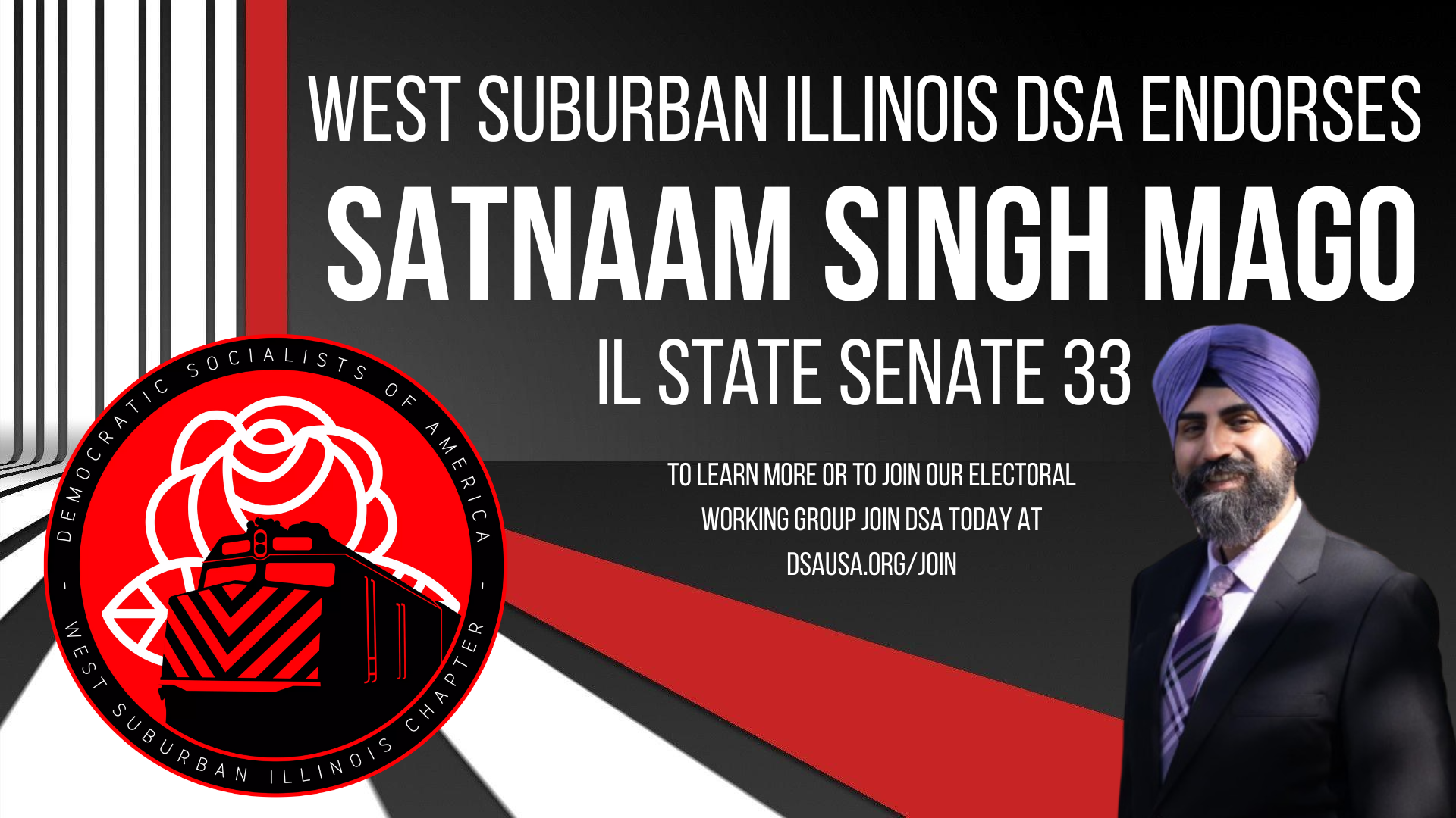 WSIL DSA Endorses Satnaam Mago for IL Senate in the 33rd